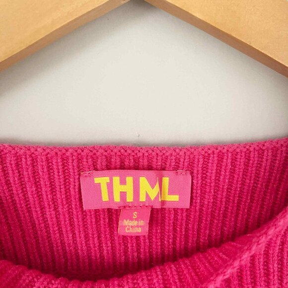THML Boutique Colorblock Pink Orange Red Sweater Size Small - Picture 4 of 5